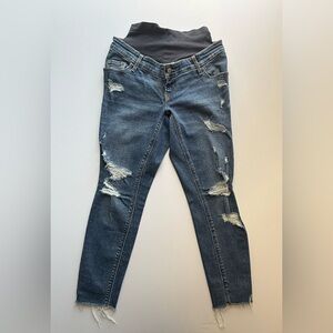 Old Navy Women's Distressed Maternity Skinny Jeans 🤰🏻🤱 82% COTTON ✅